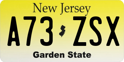 NJ license plate A73ZSX