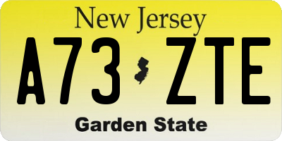 NJ license plate A73ZTE