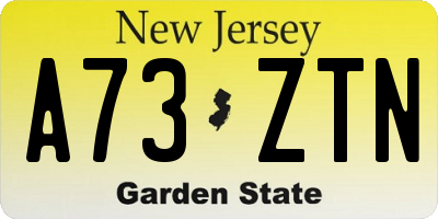 NJ license plate A73ZTN