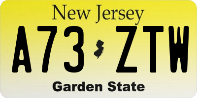 NJ license plate A73ZTW
