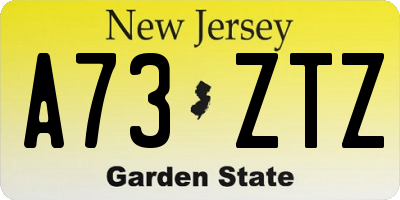 NJ license plate A73ZTZ
