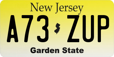 NJ license plate A73ZUP