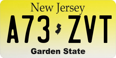 NJ license plate A73ZVT