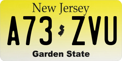 NJ license plate A73ZVU