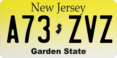 NJ license plate A73ZVZ