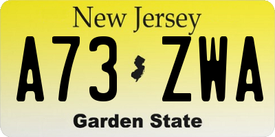 NJ license plate A73ZWA