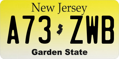 NJ license plate A73ZWB