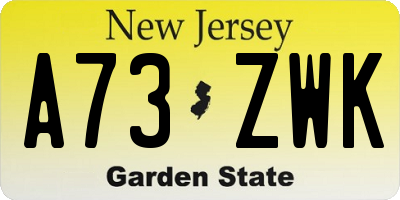 NJ license plate A73ZWK
