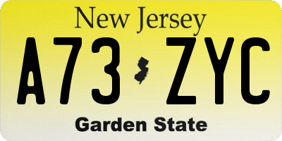 NJ license plate A73ZYC