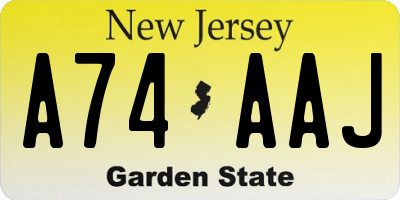 NJ license plate A74AAJ