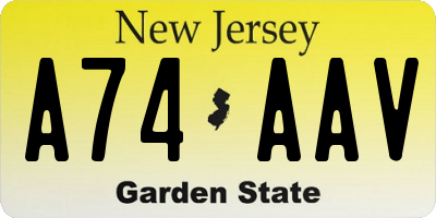 NJ license plate A74AAV