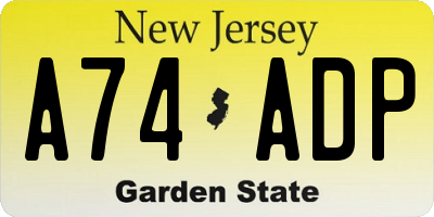NJ license plate A74ADP