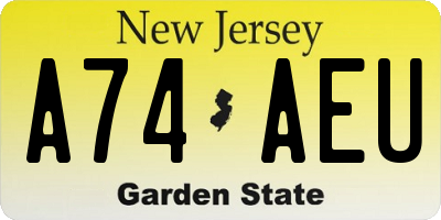 NJ license plate A74AEU