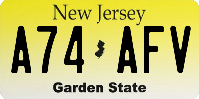 NJ license plate A74AFV