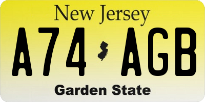 NJ license plate A74AGB
