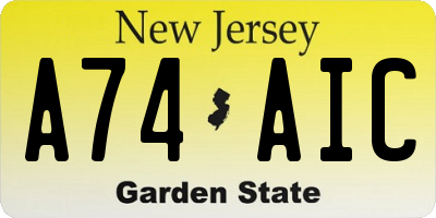 NJ license plate A74AIC