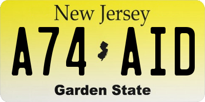 NJ license plate A74AID