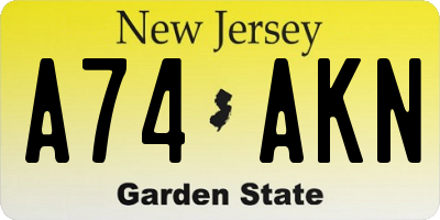 NJ license plate A74AKN