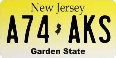 NJ license plate A74AKS