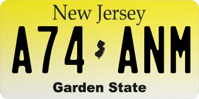 NJ license plate A74ANM