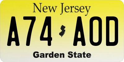 NJ license plate A74AOD