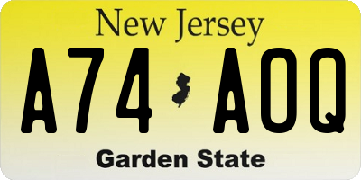 NJ license plate A74AOQ