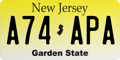 NJ license plate A74APA