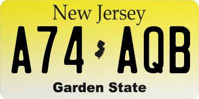 NJ license plate A74AQB