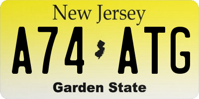 NJ license plate A74ATG
