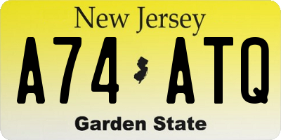 NJ license plate A74ATQ