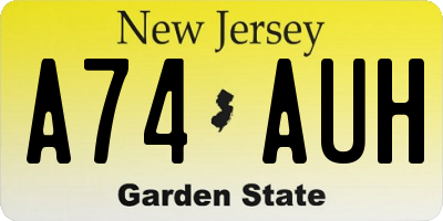 NJ license plate A74AUH