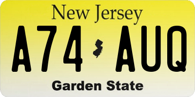NJ license plate A74AUQ