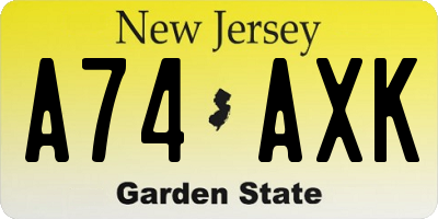 NJ license plate A74AXK