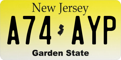 NJ license plate A74AYP
