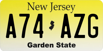 NJ license plate A74AZG