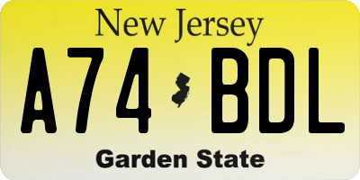 NJ license plate A74BDL