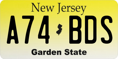 NJ license plate A74BDS