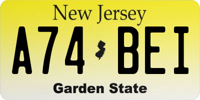NJ license plate A74BEI