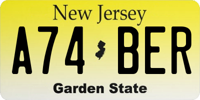 NJ license plate A74BER