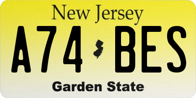 NJ license plate A74BES