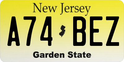 NJ license plate A74BEZ