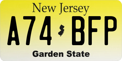 NJ license plate A74BFP