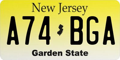 NJ license plate A74BGA