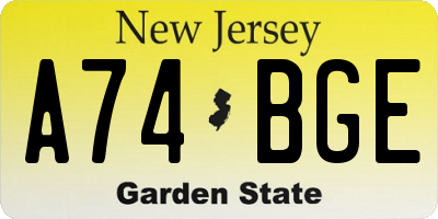 NJ license plate A74BGE