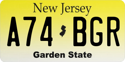 NJ license plate A74BGR