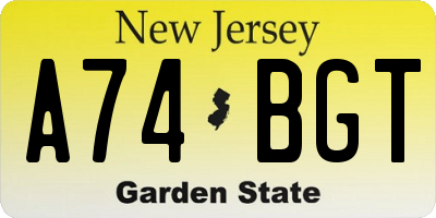 NJ license plate A74BGT