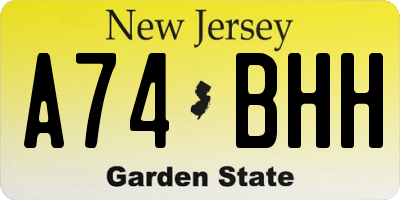 NJ license plate A74BHH