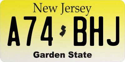 NJ license plate A74BHJ