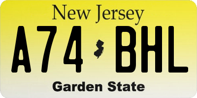 NJ license plate A74BHL