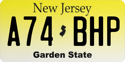 NJ license plate A74BHP